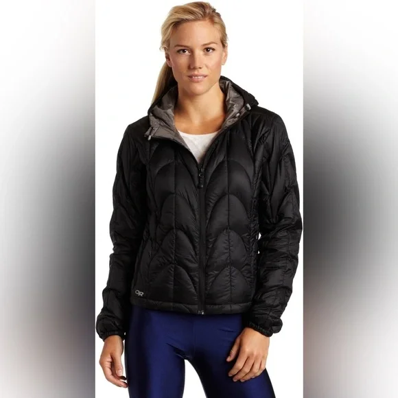 Outdoor Research Women's Aria Hoody Black Down Filled Packable Puffer Jacket XS - Picture 9 of 9